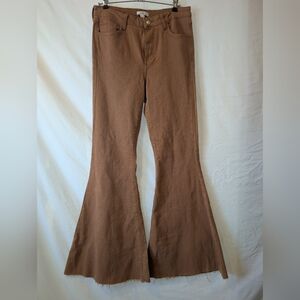 Wide Super Flared Brown Denim Jeans Bell Bottoms 28 boho festival 70s